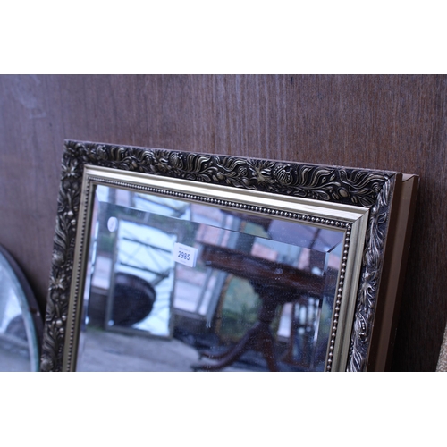 2985 - A GILT EFFECT BEVEL EDGE WALL MIRROR, 28