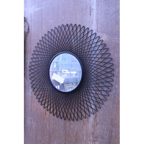 2987 - A METAL WALL SUN MIRROR, 24