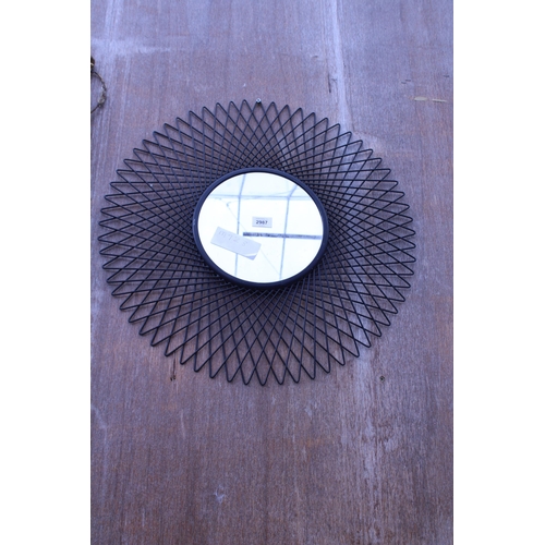 2987 - A METAL WALL SUN MIRROR, 24