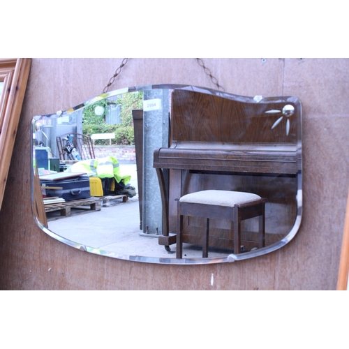 2994 - A FRAMELESS WALL MIRROR, 26