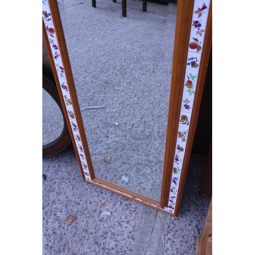 2996 - A BEVEL EDGE WALL MIRROR WITH INSET TILES, 51