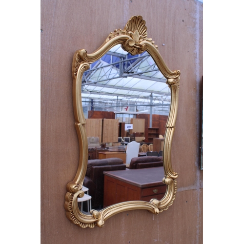 2999 - A 19TH CENTURY STYLE GILT EFFECT WALL MIRROR, 34