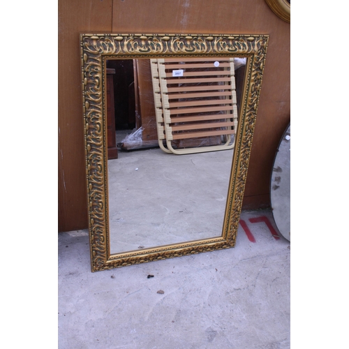 3007 - A 19TH CENTURY STYLE GILT EFFECT WALL MIRROR, 40