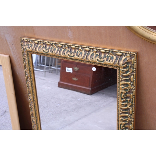 3007 - A 19TH CENTURY STYLE GILT EFFECT WALL MIRROR, 40