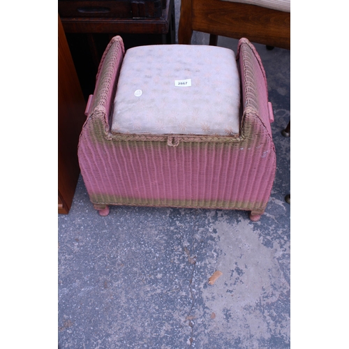 2867 - A LLOYD LOOM DRESSING STOOL WITH LIFT-UP SEAT