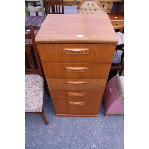 2868 - A RETRO TEAK CHEST OF FIVE DRAWERS, 20