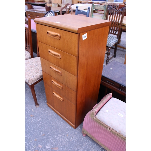 2868 - A RETRO TEAK CHEST OF FIVE DRAWERS, 20