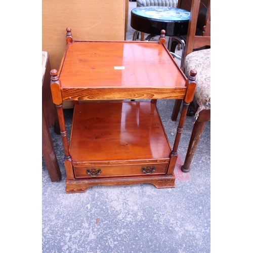 2870 - A YEW WOOD TWO TIER LAMP TABLE