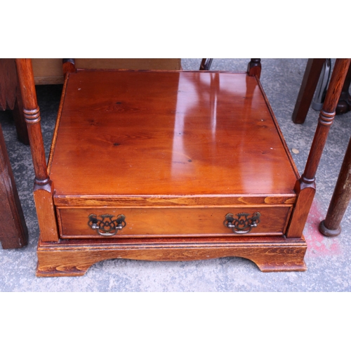 2870 - A YEW WOOD TWO TIER LAMP TABLE