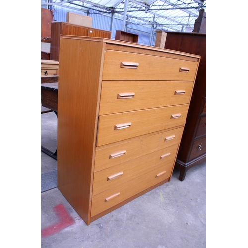 2878 - A RETRO TEAK EFFECT CHEST OF SIX DRAWERS, 31