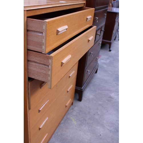 2878 - A RETRO TEAK EFFECT CHEST OF SIX DRAWERS, 31