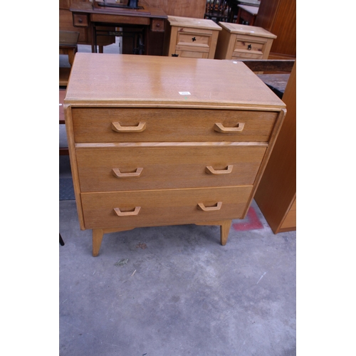 2879 - A G PLAN E GOMME RETRO OAK CHEST OF THREE DRAWERS, 30