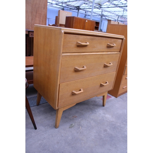 2879 - A G PLAN E GOMME RETRO OAK CHEST OF THREE DRAWERS, 30