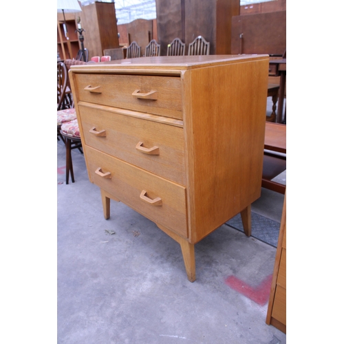 2879 - A G PLAN E GOMME RETRO OAK CHEST OF THREE DRAWERS, 30