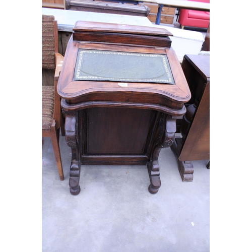 2893 - A VICTORIAN STYLE DAVENPORT WITH EIGHT DRAWERS AND SCROLL FRONT SUPPORTS