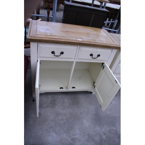 2896 - A WHITE TWO DOOR CUPBOARD, 38