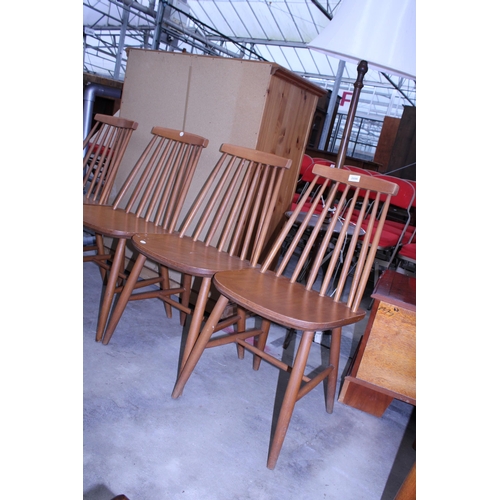 2899 - A SET OF FOUR ERCOL STYLE SPINDLE BACK DINING CHAIRS