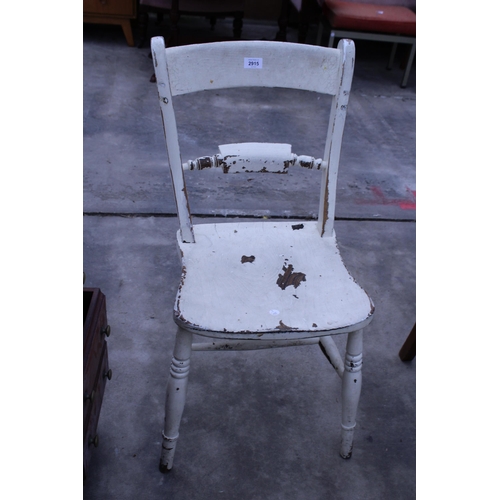 2915 - A PAINTED VICTORIAN BAR BACK KITCHEN CHAIR