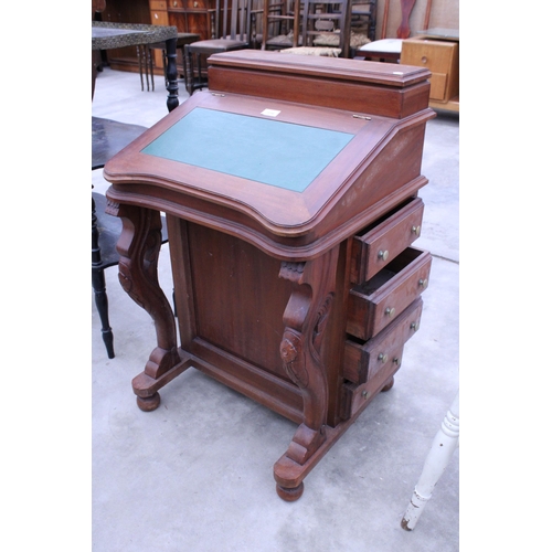 2916 - A VICTORIAN STYLE DAVENPORT WITH EIGHT SIDE DRAWERS