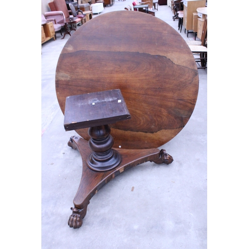 2922 - A VICTORIAN ROSEWOOD TILT-TOP LOO TABLE, 52