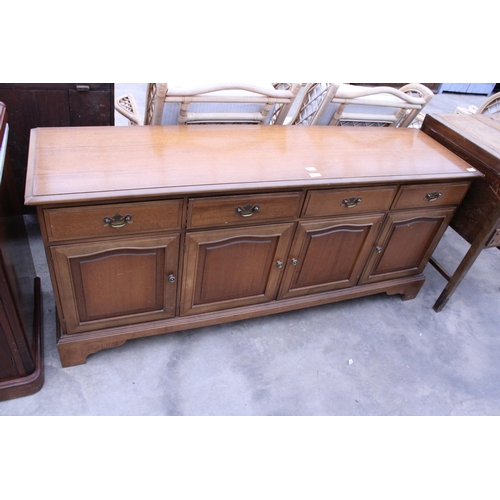 2931 - A STAG LIGHTWOOD SIDEBOARD ENCLOSING FOUR DRAWERS AND FOUR PANELLED CUPBOARDS, 69