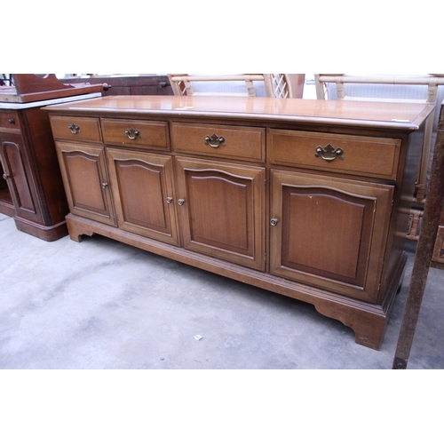 2931 - A STAG LIGHTWOOD SIDEBOARD ENCLOSING FOUR DRAWERS AND FOUR PANELLED CUPBOARDS, 69