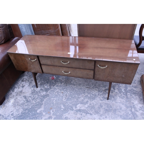 2934 - A 1970'S MEREDEW STYLE SIDEBOARD ENCLOSING TWO CUPBOARDS AND TWO DRAWERS 60