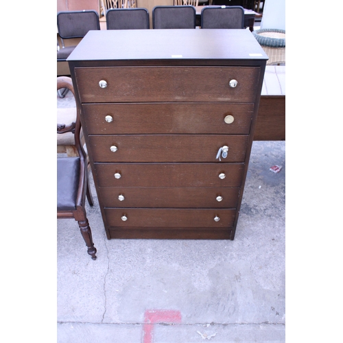 2948 - A RETRO OAK CHEST OF SIX DRAWERS, 30