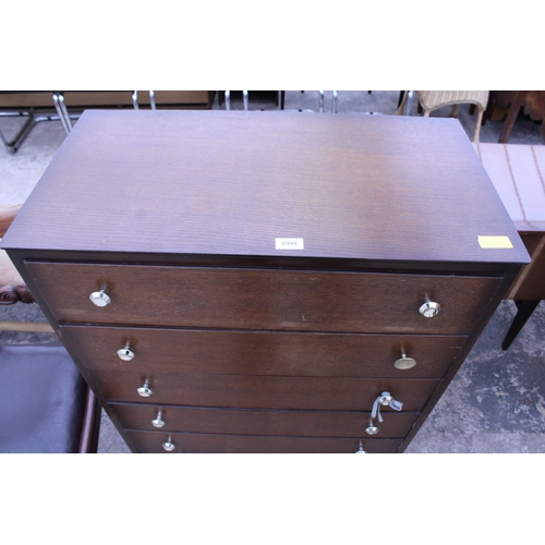 2948 - A RETRO OAK CHEST OF SIX DRAWERS, 30