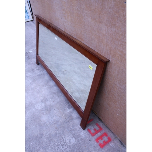 2951 - A LARGE MAHOGANY FRAMED BEVEL EDGE MIRROR, 68