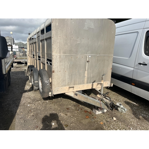 158 - IFOR WILLIAMS CATTLE TRAILER 14 FT INTERNAL GATE AND SPAREWHEEL  +  VAT