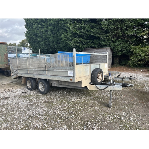 203 - TWIN AXLE BEAVER TAIL TRAILER WITH CAGE SIDES NO VAT