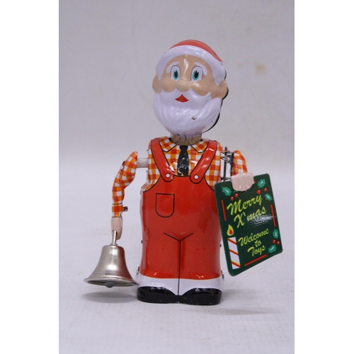 239 - TWO TIN PLATE TOYS TO INCLUDE A CLOCKWORK SANTA AND THE TITANIC