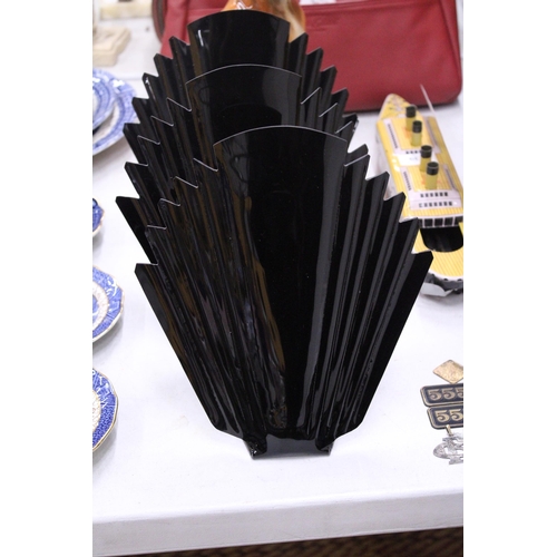 242 - THREE BLACK ART DECO STYLE FANS