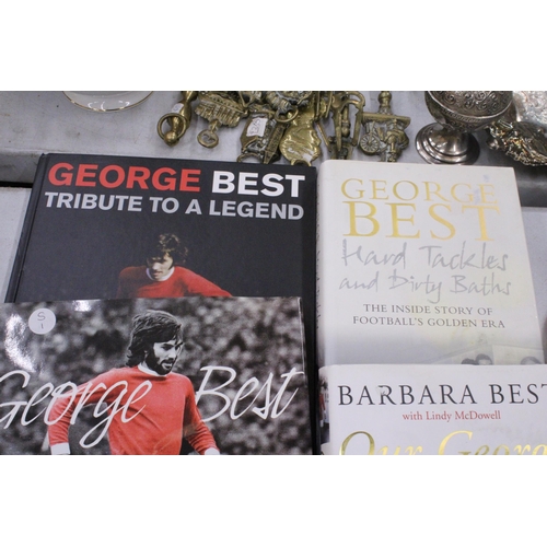 249 - THIRTEEN HARDBACK BOOKS ABOUT MANCHESTER UNITED LEGEND GEORGE BEST TO INCLUDE A SIGNED COPY OF 'THE ... 