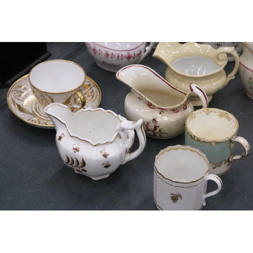 257 - A QUANTITY OF VINTAGE CERAMICS TO INCLUDE MAINLY JUGS, PLUS A TEAPOT, SUGAR BOWL, CUPS, ETC - SOME A... 