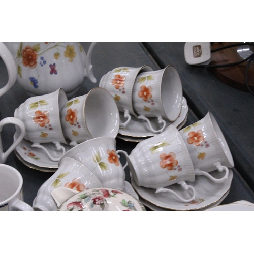 280 - A ROYAL NORFOLK CERAMIC COFFEE SET TO INCLUDE COFFEE POT, CREAM JUG, SUGAR BOWL AND CUPS, A CHINA CO... 