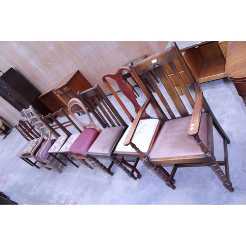 3037 - NINE VARIOUS VICTORIAN AND EDWARDIAN DINING CHAIRS