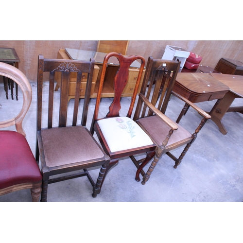 3037 - NINE VARIOUS VICTORIAN AND EDWARDIAN DINING CHAIRS