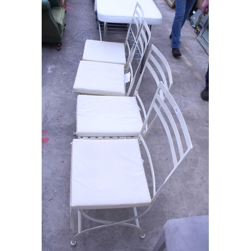 3043 - A SET OF FOUR MODERN FOLDING METAL GARDEN CHAIRS