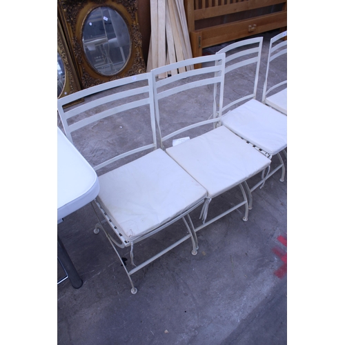 3043 - A SET OF FOUR MODERN FOLDING METAL GARDEN CHAIRS