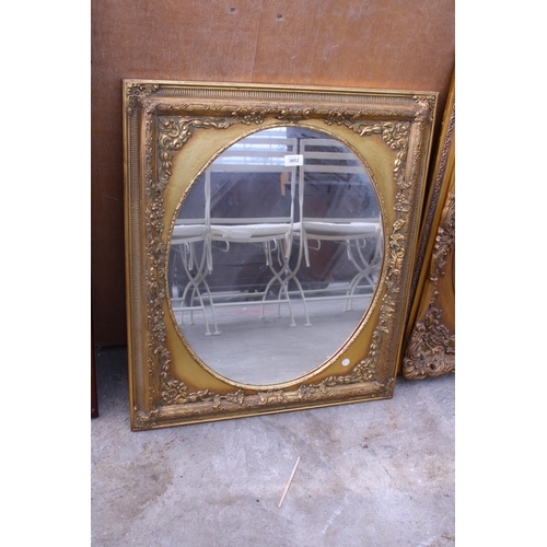 3052 - A 19TH CENTURY STLE GILT OVAL WALL MIRROR  IN A 30X26