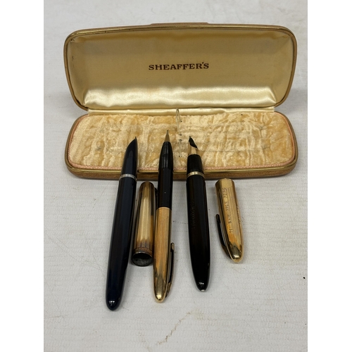 86 - A BOXED SET OF TWO SHEAFFER PENS PLUS ONE PENCIL