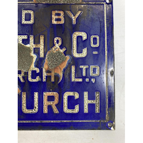 26 - AN ENAMEL SIGN W.H. SMITH WHITCHURCH - 41 X 21.5 CM