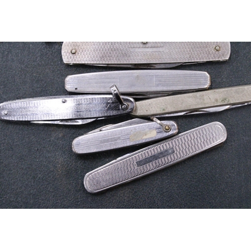 267 - TEN WHITE METAL VINTAGE PEN KNIVES