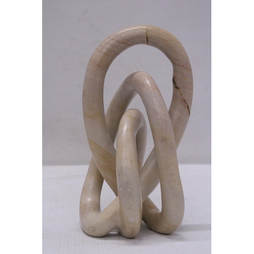 276 - AN ABSTRACT, POSSIBLY MARBLE, SCULPTURE, HEIGHT 20CM