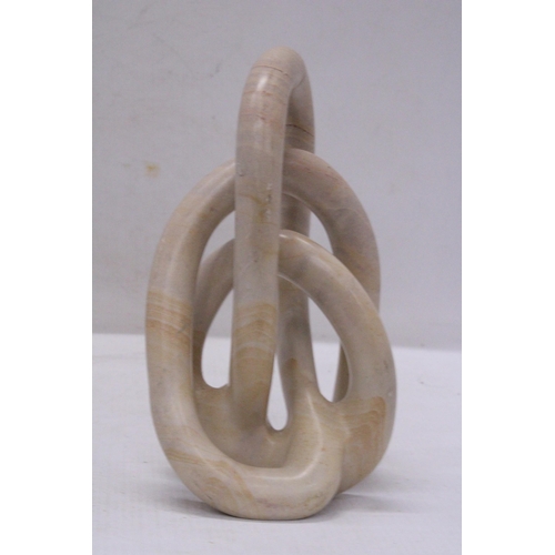 276 - AN ABSTRACT, POSSIBLY MARBLE, SCULPTURE, HEIGHT 20CM