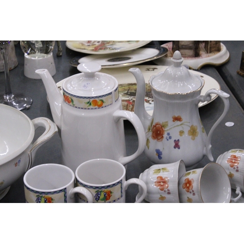 280 - A ROYAL NORFOLK CERAMIC COFFEE SET TO INCLUDE COFFEE POT, CREAM JUG, SUGAR BOWL AND CUPS, A CHINA CO... 