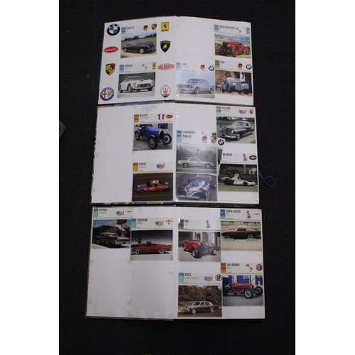 359 - THREE LARGE POSTCARD ALBUMS CONTAINING A SELECTION OF HISTORICAL MOTOR CARS .