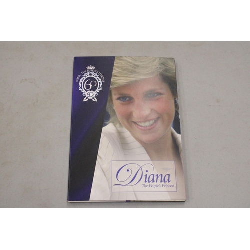 425 - A LONDON MINT OFFICIAL DIANA THE PEOPLE'S PRINCESS COMMEMORATIVE FOLDER AND COIN